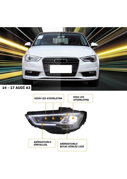 Audi a3 ön far lambası facelift model ledli 2013 / 2017 8v tak çalıştır