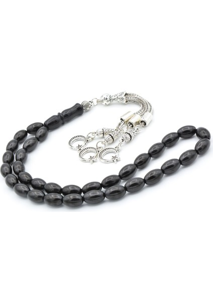 Gümüş Kaplama Püsküllü Arpa Kesim Oltu Taşı Tesbih modelleri