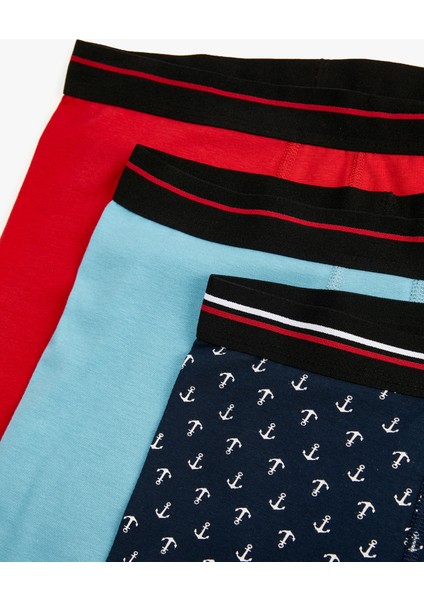 3'lü Boxer Seti Denizci Temalı Baskılı Çok Renkli modelleri