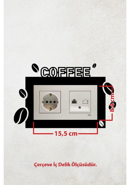 Coffee Kahve Tasarım 2li Dekoratif Priz Çerçevesi (Iç Ölçü 15,5x8,4 Cm) Ev Dekoru - Kahve Kosesi