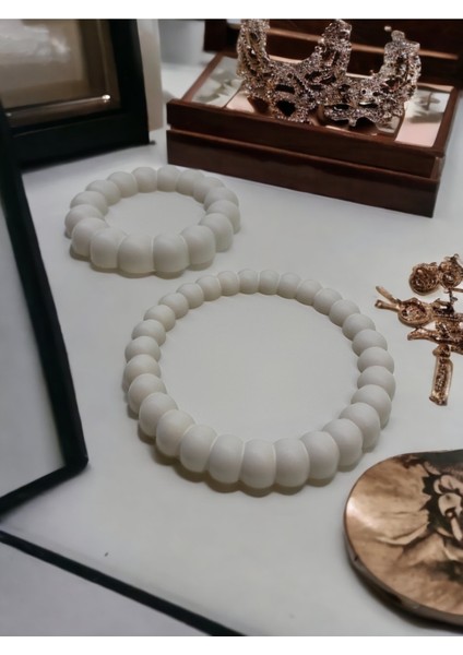 Bubble 2'li Dekoratif Beton Tabak Takı Tabağı Bardak Altlığı