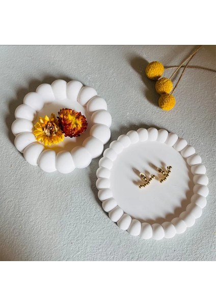 Bubble 2'li Dekoratif Beton Tabak Takı Tabağı Bardak Altlığı fiyatları