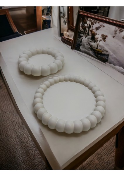 Bubble 2'li Dekoratif Beton Tabak Takı Tabağı Bardak Altlığı modelleri