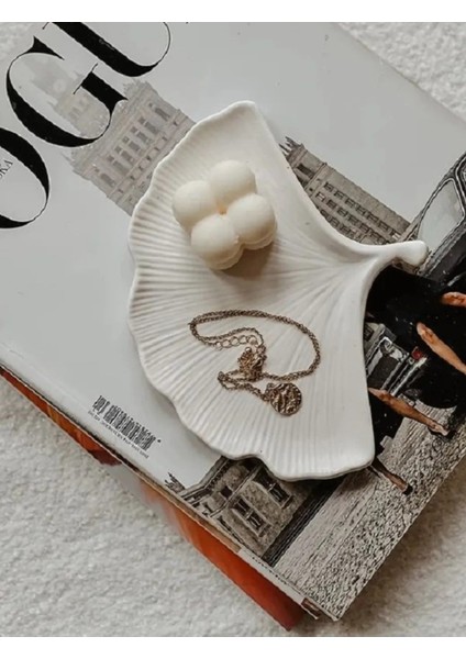 Ginko Yaprak Görünümlü Dekoratif Tabak | Beyaz fırsatları