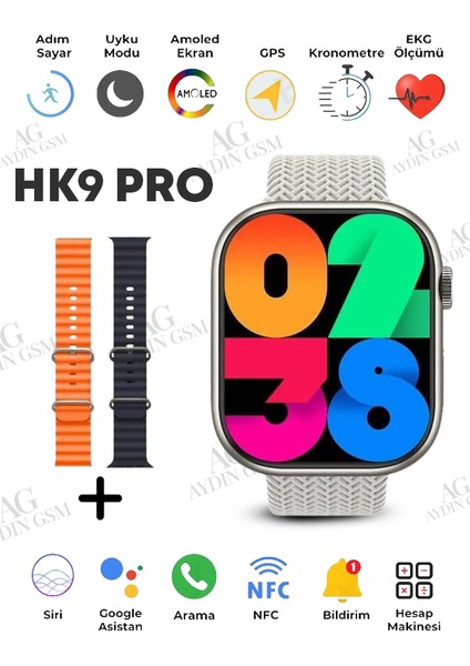 Watch Hk9 Pro Akıllı Saat Amoled Ekran 2 Kordon Ios Ve Android Uyumlu