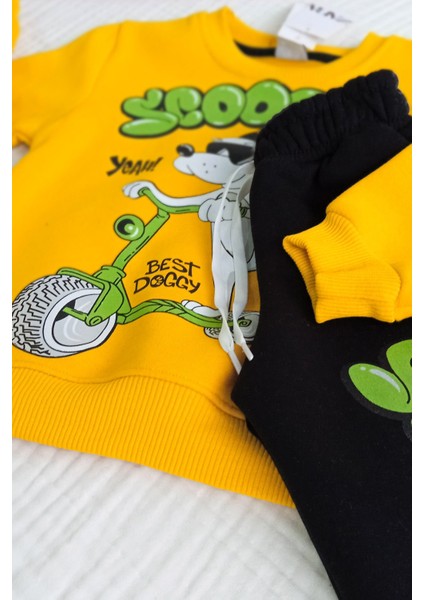 Scooter Baskılı Şardonlu Erkek Eşofman Takımı
