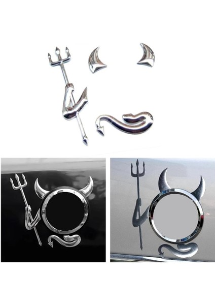 3D Bagaj Logosu Arma Dışı Küçük Şeytan Etiketi Sticker Krom