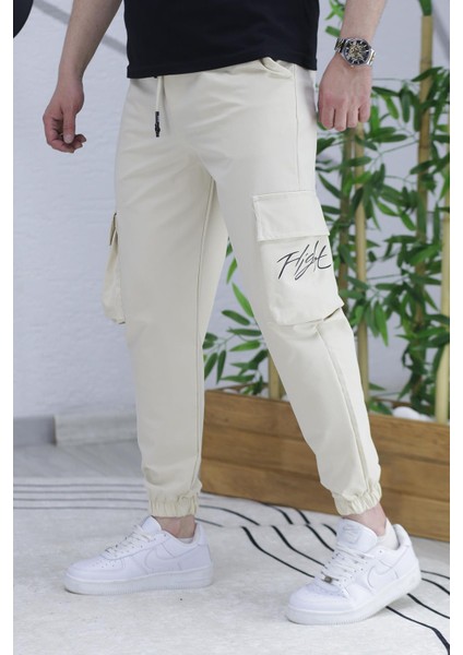 Erkek Paçası Lastikli Cep Detaylı Kargo Pantolon 13