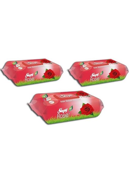 Gül Kokulu 90 Yaprak Islak Havlu x 3'lü Paket