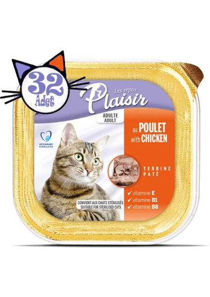 Pate 100 gr Tavuk Etli 32 Adet Yaş Kedi Maması fiyatları
