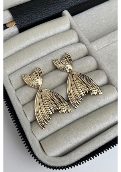 Tırtıklı Sallantılı Oval Küpe (Ölçü:4 Cm)