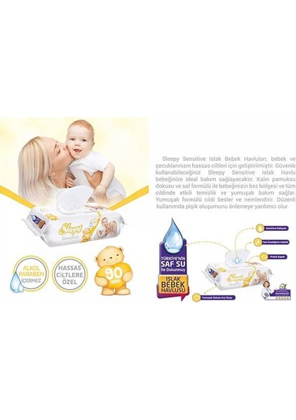 Sensitive 90 Yaprak Islak Havlu x 12'li Paket