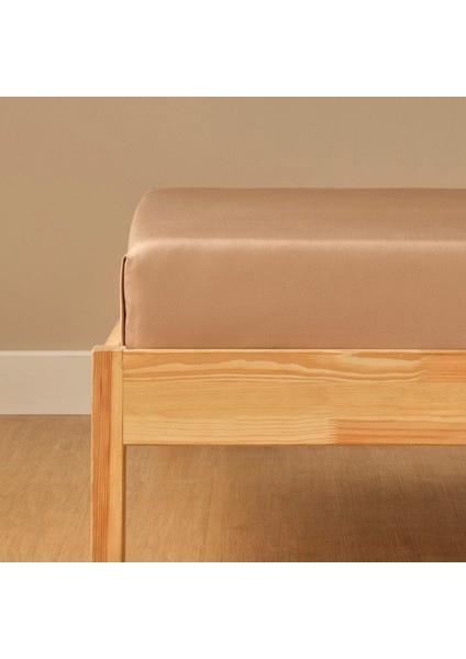 %100 Pamuk Saten Basic King Size Düz Çarşaf Vizon (260X280 Cm)