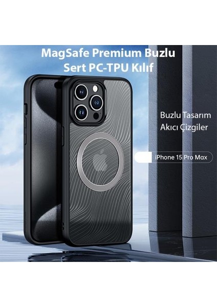 Apple iPhone 15 Pro Max Ile Uyumlu Magsafeli Mat Silikon Kılıf, Darbe Emici, Kamera Korumalı Kılıf