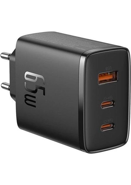 Mega Hızlı 65W 2x Type C ve 1x USB Girişli Şarj Başlığı Adaptörü, Akım ve Isı Korumalı Şarj