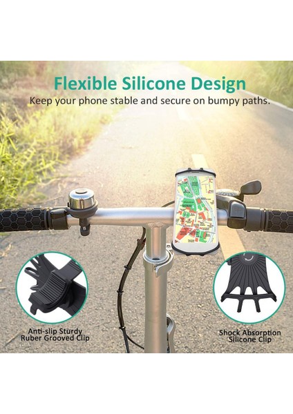 Yeşil Stil Evrensel Bisiklet Cep Telefonu Tutucu Silikon Motosiklet Bisiklet Gidon iPhone Için Montaj Braketi Montaj Telefon Tutucu Standı (Yurt Dışından) modelleri