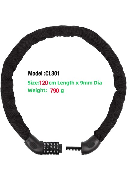 CL301 120CM Stili Bisiklet Bisiklet Kilidi Mtb Yol Bisikleti Güvenliği Hırsızlığa Karşı Zincir Kilidi Açık Bisiklet Bisiklet Aksesuarları Bisiklet Kilidi (Yurt Dışından)