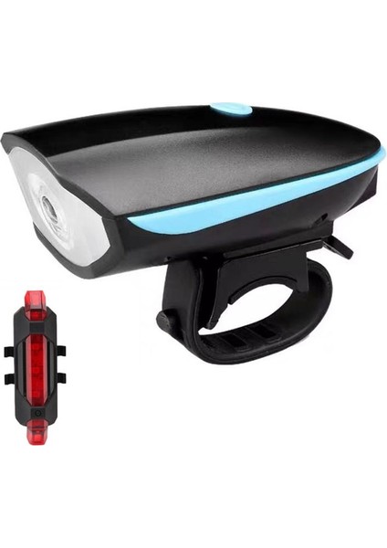 USB Mavi Bir Kırmızı Stili 3 Modlu Bisiklet Ön Işık Süper Yüksek Sesli Çan Kornası USB Pil LED Far Bisiklet El Feneri Su Geçirmez Bisiklet Aksesuarları (Yurt Dışından)