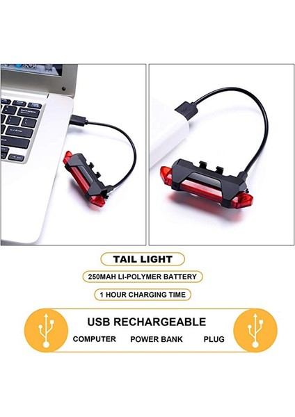 Mor Tarzı Şarj Edilebilir Bisiklet Bisiklet Işığı LED Arka Lambası Arka Kuyruk Güvenlik Uyarısı Bisiklete Binme Taşınabilir Koltuk Direği Işığı USB (Yurt Dışından)
