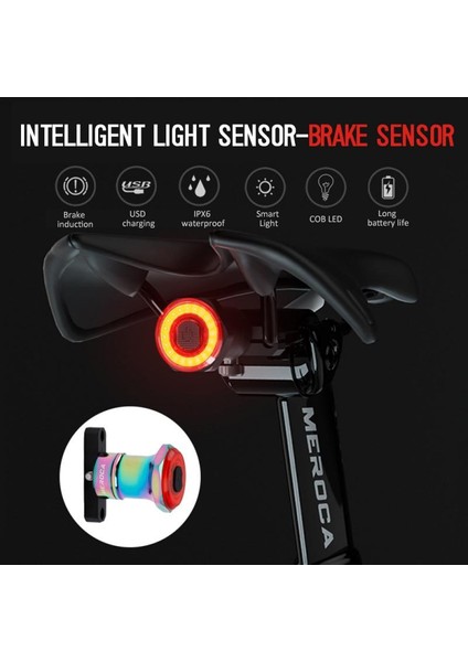 Koltuk Tüpü Stili Için Meroca Akıllı Bisiklet Kuyruk Lambası Otomatik Fren Sensörü Arka Işık USB Şarj Edilebilir Arka Lambası Mtb Yol Bisikleti Işık Bisiklet Aksesuarları (Yurt Dışından) modelleri