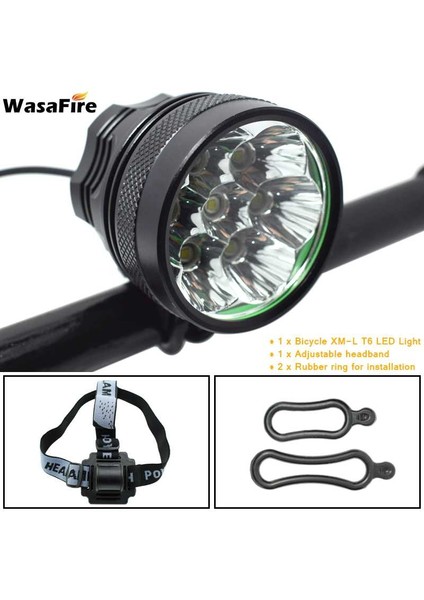 Kafa Bandı Stili ile Wasafire Lümen Bisiklet Işığı 7* Xml T6 Bisiklet Farı Bisiklete Binme LED Mtb Bisiklet Ön Işığı + Şarj Edilebilir Pil Paketi (Yurt Dışından)