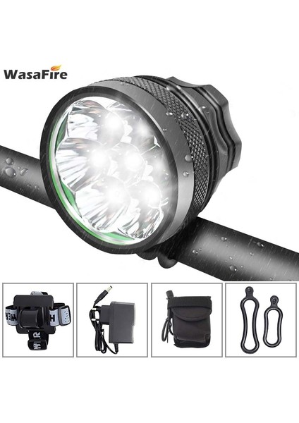 Kafa Bandı Stili ile Wasafire Lümen Bisiklet Işığı 7* Xml T6 Bisiklet Farı Bisiklete Binme LED Mtb Bisiklet Ön Işığı + Şarj Edilebilir Pil Paketi (Yurt Dışından)