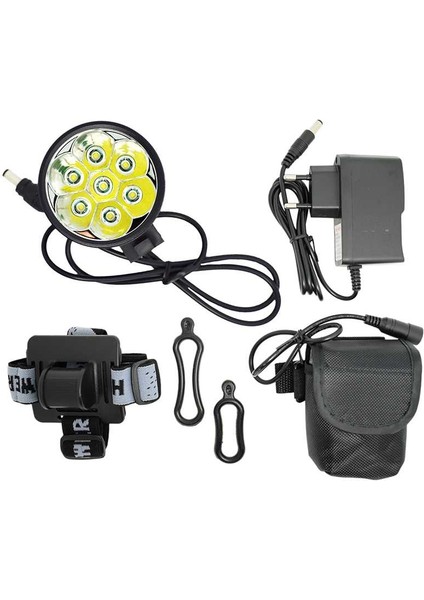 Kafa Bandı Stili ile Wasafire Lümen Bisiklet Işığı 7* Xml T6 Bisiklet Farı Bisiklete Binme LED Mtb Bisiklet Ön Işığı + Şarj Edilebilir Pil Paketi (Yurt Dışından)
