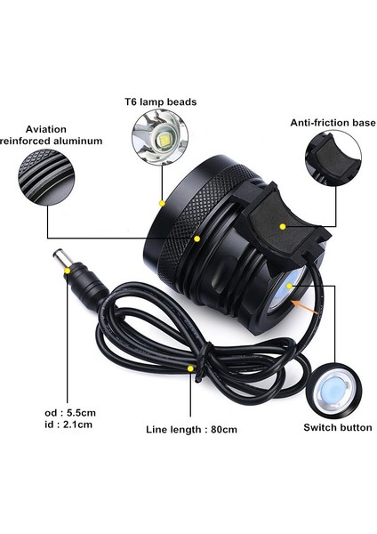 Kafa Bandı Stili ile Wasafire Lümen Bisiklet Işığı 7* Xml T6 Bisiklet Farı Bisiklete Binme LED Mtb Bisiklet Ön Işığı + Şarj Edilebilir Pil Paketi (Yurt Dışından)