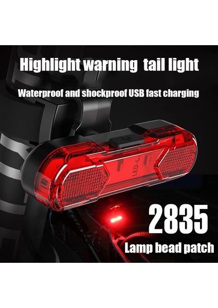 Kırmızı 1 Tarzı USB Şarj Edilebilir Bisiklet Kuyruk Lambası Gece Sürüşü Dağ Bisikletleri Için Yanıp Sönen Uyarı Lambası Uyarı Lambası Sürüş Ekipmanı (Yurt Dışından)
