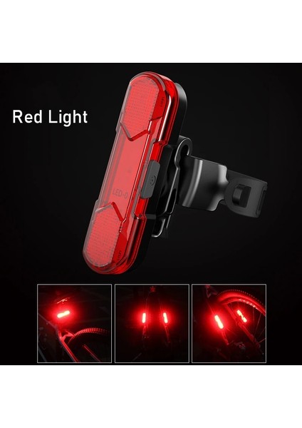 Kırmızı 1 Tarzı USB Şarj Edilebilir Bisiklet Kuyruk Lambası Gece Sürüşü Dağ Bisikletleri Için Yanıp Sönen Uyarı Lambası Uyarı Lambası Sürüş Ekipmanı (Yurt Dışından)