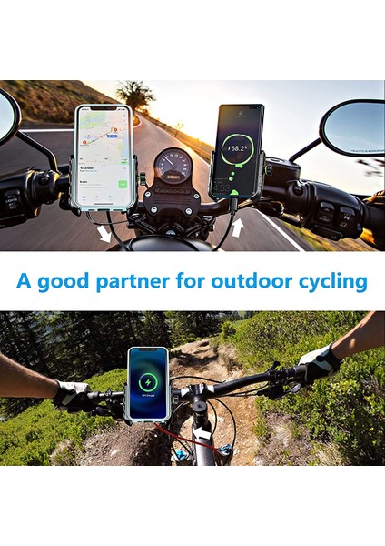M9-Gri Stili Bisiklet Telefon Tutucu Kablosuz Şarj Cihazı Qc3.0 Hızlı Şarj Bisiklet Cep Telefonu Tutucu Gidon Montaj Standı Gps Motosiklet Braketi (Yurt Dışından) modelleri