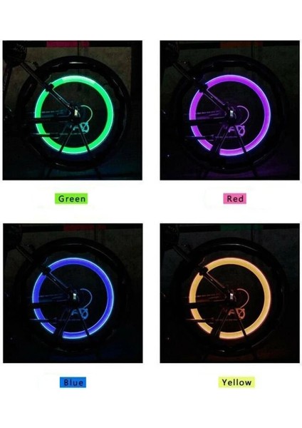 2 Adet Bir Stil Bisiklet Lambası Dağ Yolu Bisiklet Lastiği Lastik Valf Kapakları Işıklar Mtb Telleri LED Tekerlek Bisiklet Bisiklet Aksesuarları Işık (Yurt Dışından)