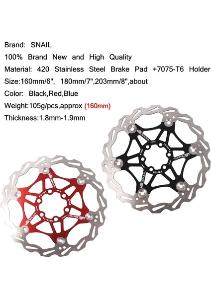 1 Adet 160MM Mavi Stil Snaıl Disk Fren Rotoru Mtb Bisiklet Yüzer Rotor Isı Yayımı mm Paslanmaz Çelik Rotor mm Bisiklet Aksesuarları (Yurt Dışından) modelleri