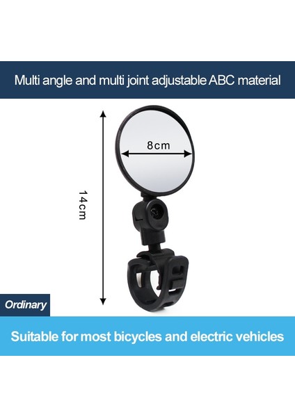 Çap 8 cm Stili Yeni Bisiklet Dışbükey Ayarlanabilir Dikiz Aynası Mtb Yol Bisikleti Güvenlik Aracı Gidon Arka Göz Bisiklet Dikiz Aynaları Aksesuarları (Yurt Dışından)