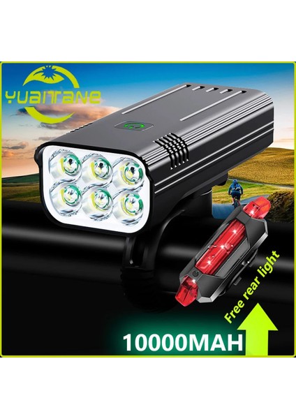 2 T6-4000MAH Stili Lm Süper Parlak Bisiklet Işığı Ön USB Şarj Edilebilir LED Bisiklet Işığı Mah 6led Su Geçirmez Bisiklet El Feneri Güç Bankası Olarak (Yurt Dışından)