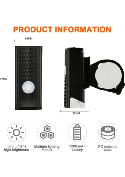 Siyah Stil USB Şarj Edilebilir Bisiklet Işık 300 Lm Mtb Bisiklet Far 3 Mod Bisiklet Güvenlik Uyarı Işığı Su Geçirmez Bisiklet Lambası El Feneri (Yurt Dışından)