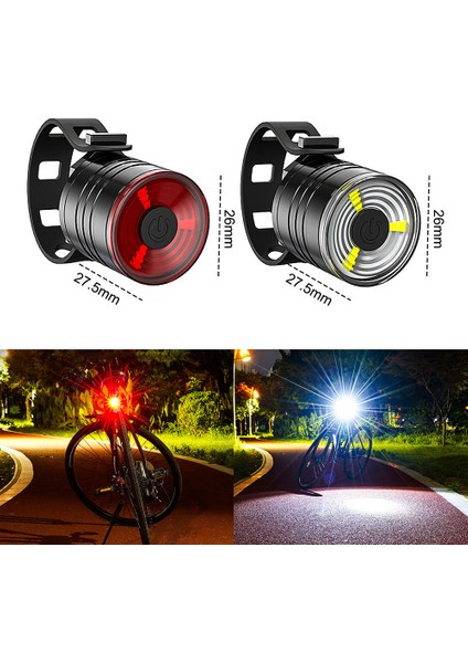 Beyaz Bir Stil Su Geçirmez Taşınabilir Mini Bisiklet Lambası Beyaz Ön Bisiklet Işığı Kırmızı Uyarı Bisiklet Arka Lambası Mtb Arka Işık Güvenlik Gece Sürme (Yurt Dışından)