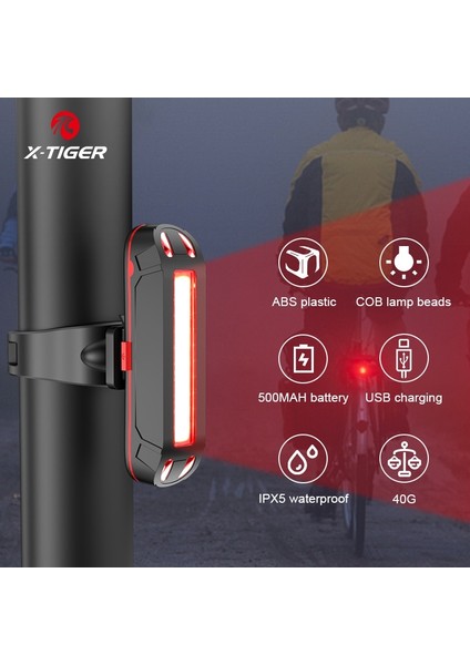 Kırmızı Beyaz Stil X-Tiger Bisiklet Arka Işık Süper Parlak LED Bisiklet Işık USB Şarj Edilebilir Seatpost Çatal Işık Güvenlik Uyarı Bisiklet Arka Lambası (Yurt Dışından)