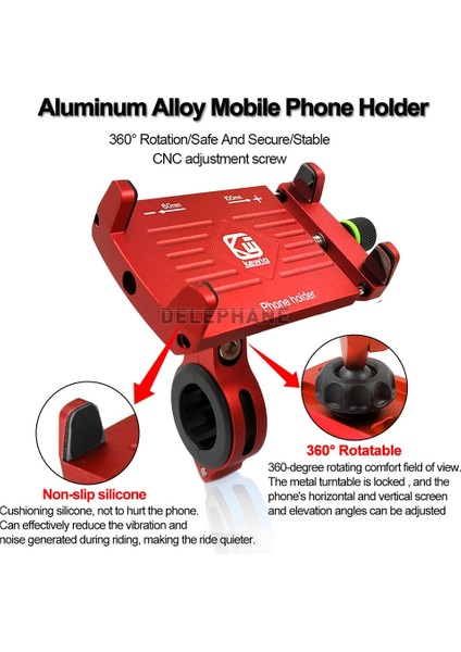 Siyah Stil 360 ° Dönebilen Alüminyum Alaşımlı Bisiklet Bisiklet Telefon Tutucu Rafları Motosiklet Gidon Bağlantıları Kaymaz Kararlı Akıllı Telefon Tutucu (Yurt Dışından)