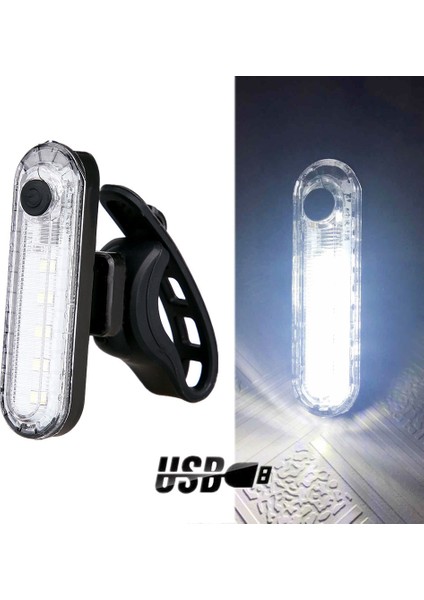1 Adet Beyaz Stil 2 Adet LED USB Şarj Edilebilir Bisiklet Bisiklet Bisiklet 4 Modu LED Ön Arka Kuyruk Işık Lambası Açık Spor Bisiklet Işığı (Yurt Dışından)