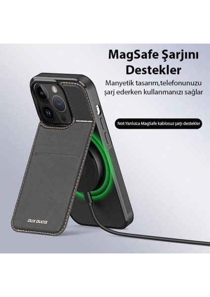 Premium Deri 3in1 Magsafe Apple iPhone 14 Pro Max Kılıf Kartlık Telefon Standı Cüzdanlı Kılıf