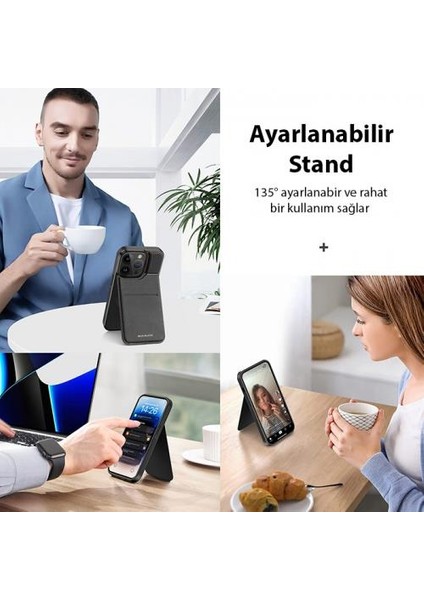 Premium Deri 3in1 Magsafe Apple iPhone 13 Pro Max Kılıf Kartlık Telefon Standı Cüzdanlı Kılıf fiyatları