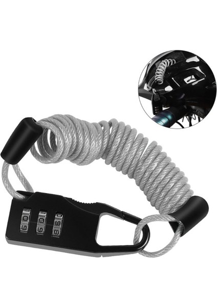 2SS701850-C Stili Bisiklet Kilidi Hırsızlığa Karşı Mini Kask Kilidi Motosiklet Bisiklet Scooter 3 Haneli Şifreli Şifre Güvenlik Kablosu Kilidi (Yurt Dışından)