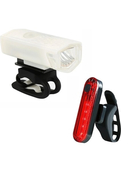 Beyaz Kırmızı Stil 300 Lümen Bisiklet Işıkları USB Şarj Edilebilir Ön Işık Lambası Bisiklet Farı Arka Arka Lambası Ah Bisiklet Uyarı Işıkları Bisiklet Erişimi (Yurt Dışından)