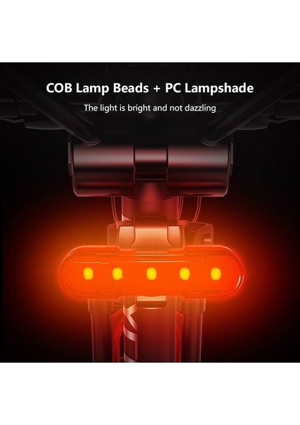 Kırmızı Stil Şarj Edilebilir Cob LED USB Dağ Bisikleti Kuyruk Işık Arka Lambası Mtb Güvenlik Uyarısı Bisiklet Arka Işık Bisiklet Lambası Aksesuarları (Yurt Dışından)