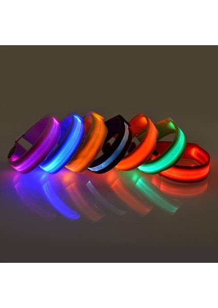 04 Pil Stili ile Açık Koşu Işık Spor Bileklikler Ayarlanabilir USB LED Parlayan Bilezikler Bisiklet Sürme Spor Güvenlik Bisiklet Aksesuarları (Yurt Dışından)