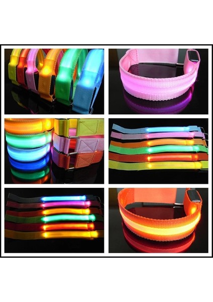 04 Pil Stili ile Açık Koşu Işık Spor Bileklikler Ayarlanabilir USB LED Parlayan Bilezikler Bisiklet Sürme Spor Güvenlik Bisiklet Aksesuarları (Yurt Dışından)