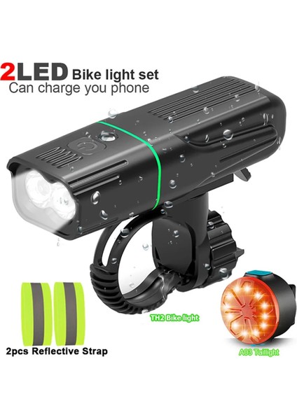 TH2-3HXLEGGINGSXA04 Stili L2T6 Bisiklet Işık USB Şarj Edilebilir Bisiklet Işıkları Ah Güç Bankası Bisiklet Mtb Lambası Far El Feneri Opsiyonel Arka Lambası (Yurt Dışından)
