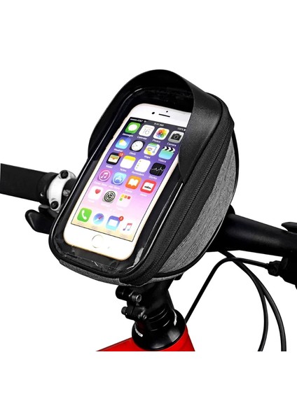 Gri 2 Tarzı Su Geçirmez Bisiklet Çantası, Bisiklet Ön Üst Tüp Çerçeve Telefon Çantası, Dokunmatik Ekranlı Cep Telefonu Gidon Çantası Bisiklet Bisiklet Aksesuarları (Yurt Dışından)