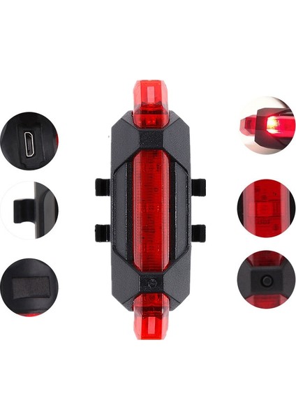 Usb-Beyaz Stil Lısm Bisiklet Işığı USB Bisiklet LED Arka Lambası Arka Kuyruk Güvenlik Uyarısı Bisiklete Binme Taşınabilir Işık Şarj Edilebilir Dağ Bisikleti Işıkları (Yurt Dışından)